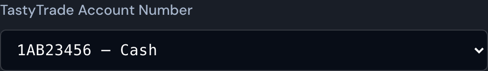 Pick your trading account from the accounts on your tastytrade login